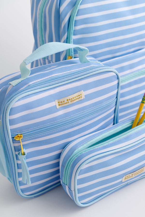 Leighton Lunch Box - Sarasota Sky Stripe with Sea Island Seafoam