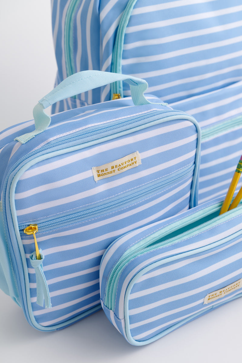 Leighton Lunch Box - Sarasota Sky Stripe with Sea Island Seafoam