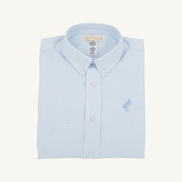 Dean's List Dress Shirt - Barrington Blue Mini Windowpane with Barrington Blue Stork