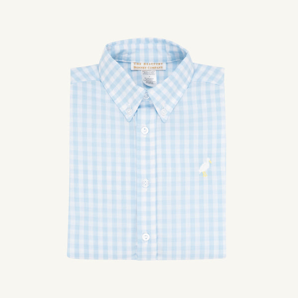 Dean's List Dress Shirt - Buckhead Blue Gingham with Multicolor Stork