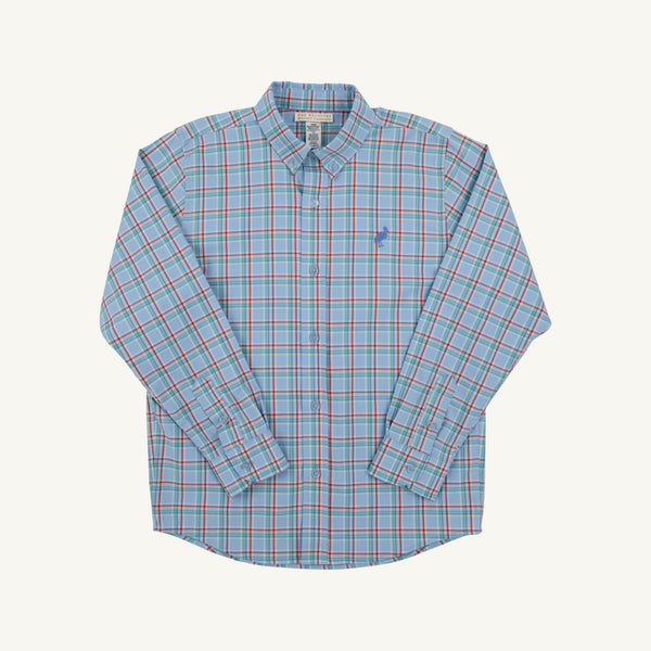 Dean's List Dress Shirt - Kensington Court Plaid with Barbados Blue Stork