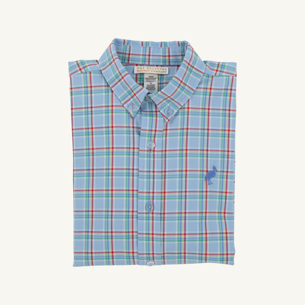 Dean's List Dress Shirt - Kensington Court Plaid with Barbados Blue Stork