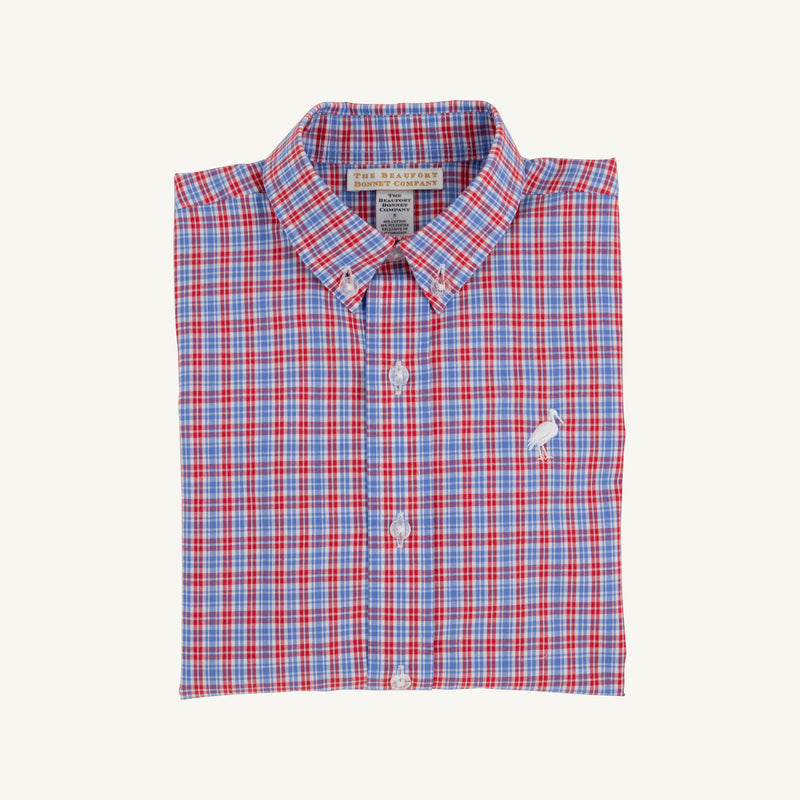 Dean's List Dress Shirt - Lawn Party Plaid with Worth Avenue White Stork