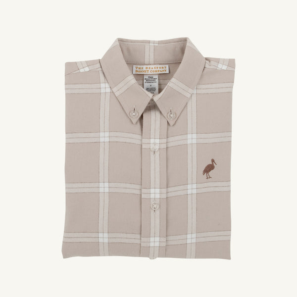 Dean's List Dress Shirt - Thompson Park Plaid with Gray Bay Brown Stork