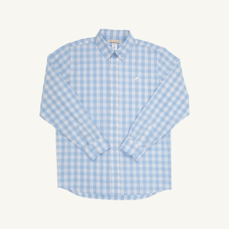 Dean's List Dress Shirt - Beale Street Blue Gingham with Worth Avenue White Stork