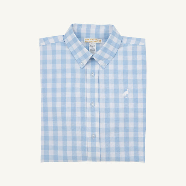 Dean's List Dress Shirt - Beale Street Blue Gingham with Worth Avenue White Stork