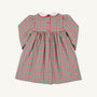 The Della Marie Dress by The Beaufort Bonnet Company features long sleeves, a charming white Peter Pan collar, and a festive Richmond Red & Kiawah Kelly Green gingham pattern with a gathered waist—making it the perfect holiday dress for girls.