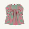 The Della Marie Dress by The Beaufort Bonnet Company features long sleeves, a charming white Peter Pan collar, and a festive Richmond Red & Kiawah Kelly Green gingham pattern with a gathered waist—making it the perfect holiday dress for girls.