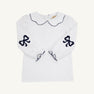 Emma's Elbow Patch Top - Worth Avenue White with Nantucket Navy Bows