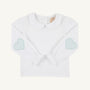 Emma's Elbow Patch Top - Worth Avenue White with Old Greenwich Green Heart Patches