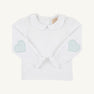 Emma's Elbow Patch Top - Worth Avenue White with Old Greenwich Green Heart Patches