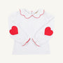 Emma's Elbow Patch Top & Onesie - Worth Avenue White with Richmond Red Hearts