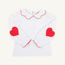Emma's Elbow Patch Top & Onesie - Worth Avenue White with Richmond Red Hearts