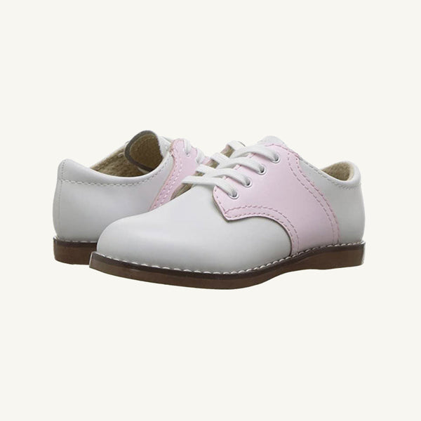 Footmates Saddle Shoes - White with Rose
