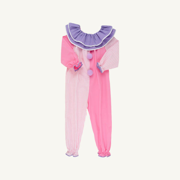 Happy Halloween Clown Costume (Romper) - Pier Party Pink Pinckney Pink Stripe with Hamptons Hot Pink & Palisades Purple