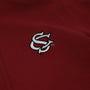 A close-up of the USC Hayword Half-Zip by The Beaufort Bonnet Company in South Carolina Burgundy with Worth Avenue White, featuring an embroidered white interlocking SC logo that captures classic Gamecock style and the rich tone of this signature shade.