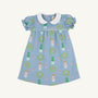 Holly Day Dress - Topiaries and Tangerines (Barrington Blue) with Worth Avenue White