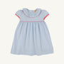 Ramona Ruffle Dress - Barrington Blue Mini Windowpane with Parrot Cay Coral