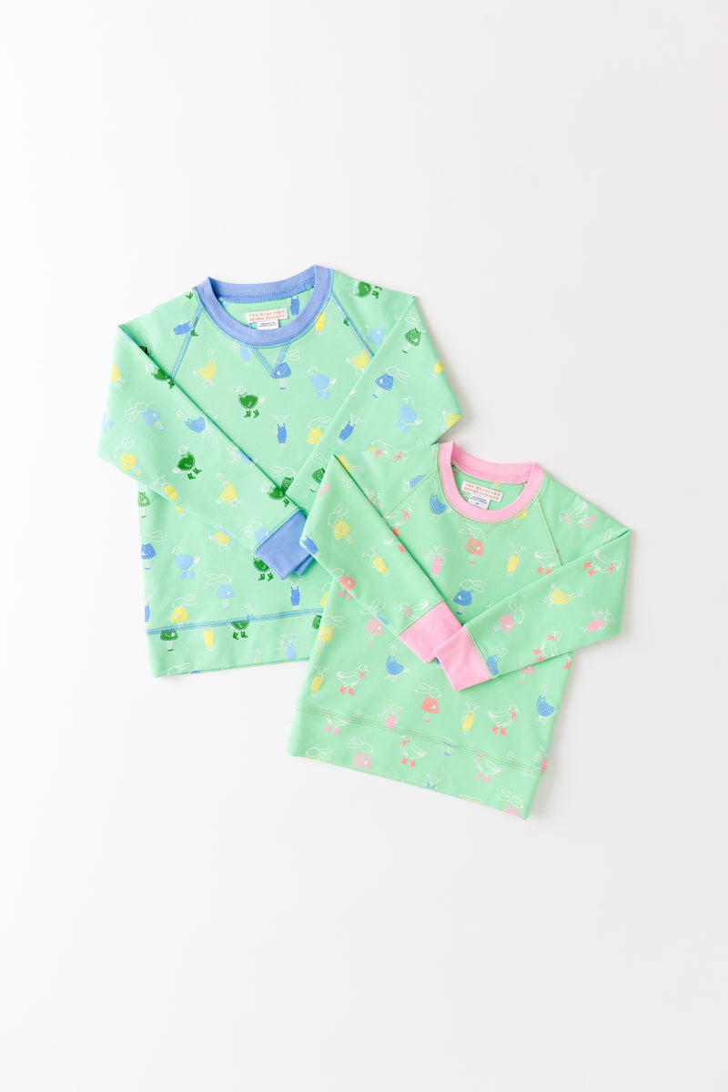 Cassidy Comfy Crewneck - Farm Life Friends (Pink) with Pier Party Pink