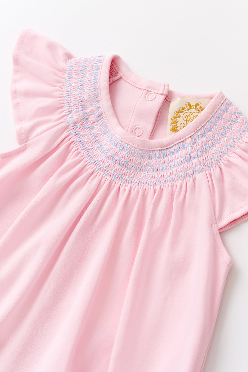 Sandy Smocked Romper - Palm Beach Pink with Beale Street Blue & Worth Avenue White