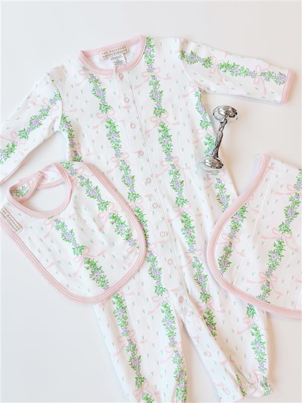 Burp Me Bib - Fincastle Floral with Palm Beach Pink
