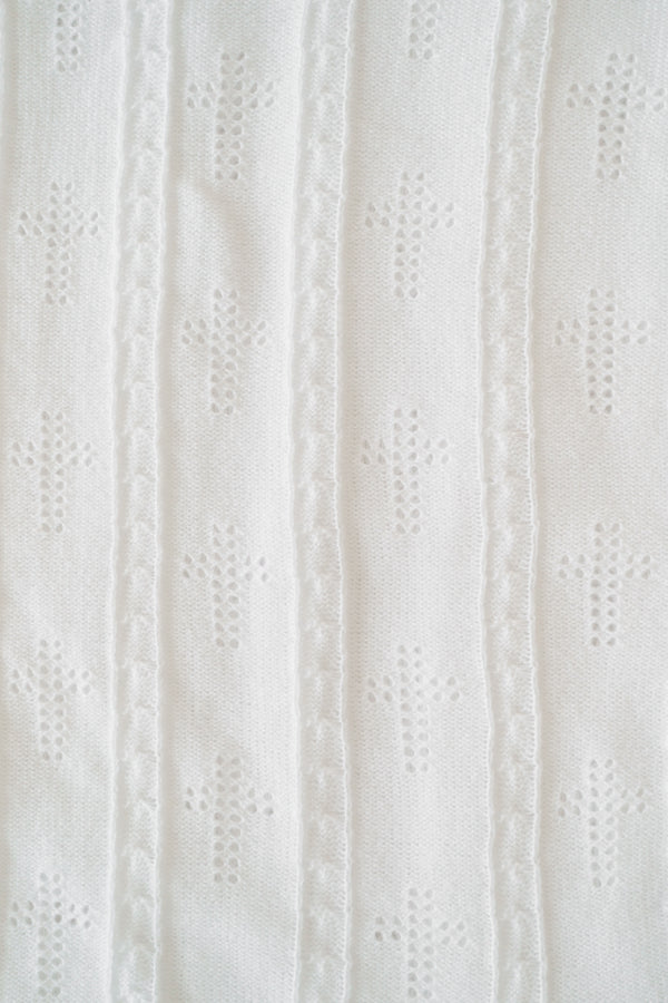 Bailey Baby Blanket - Worth Avenue White with Crosses
