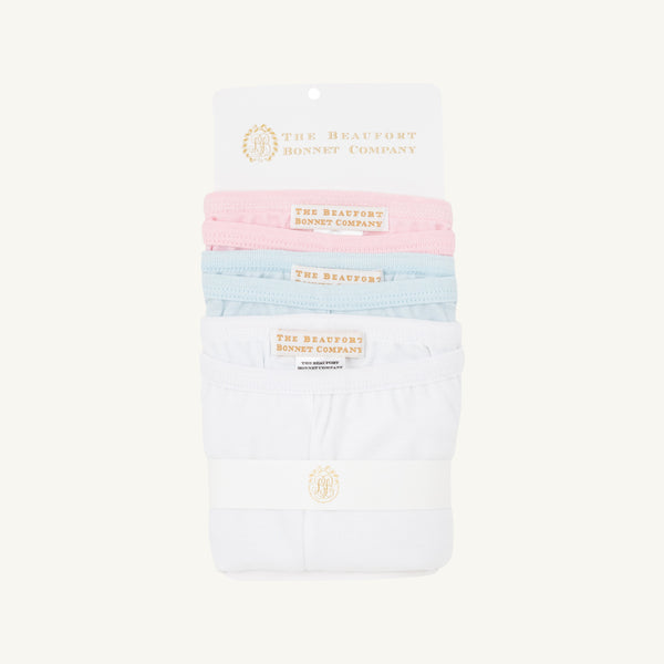 Itty Bitty Undershorts Set - Palm Beach Pink, Worth Avenue white, and Buckhead Blue