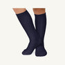 Cozy navy blue Jefferies Cable Knit Knee Socks - Navy for fall and winter.
