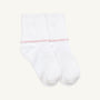Pair of Jefferies Picot Edge Socks - White with Pink, featuring a white foldover style with a pink picot band at the cuffs.