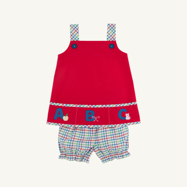Jillian Jumper Set - Richmond Red with Kindness Wins Windowpane & ABC Applique
