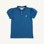 Little Miss Prim & Proper Polo - Wood Boat Blue with Worth Avenue White & Seaside Sunny Yellow Stork