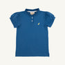 Little Miss Prim & Proper Polo - Wood Boat Blue with Worth Avenue White & Seaside Sunny Yellow Stork