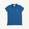 Little Miss Prim & Proper Polo - Wood Boat Blue with Worth Avenue White & Seaside Sunny Yellow Stork