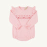 Long Sleeve Smocked Biltmore Bubble - Sandpearl Pink with Rosebud Smocking
