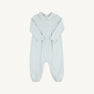 Long Sleeve Bradford Romper - Old Greenwich Green Stripe with Worth Avenue White