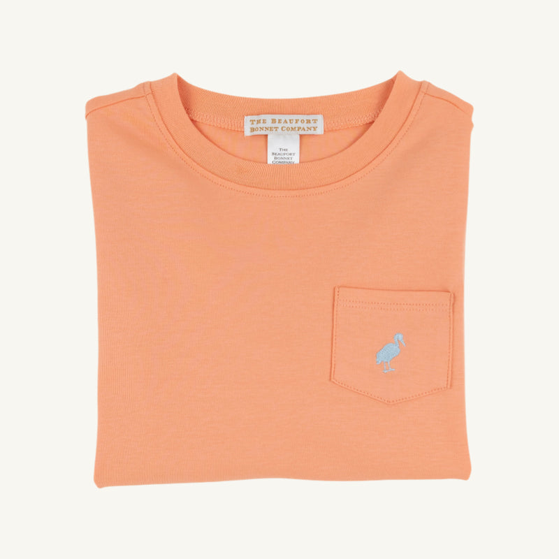 Long Sleeve Carter Crewneck - Seashore Sherbet with Buckhead Blue Stork