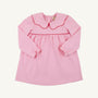 Introducing the Long Sleeve Maude’s Day Dress in Pier Party Pink with Richmond Red by The Beaufort Bonnet Company. Crafted from 100% Pima cotton, this classic baby dress features long sleeves, a red-trimmed scalloped collar, and gently gathered fabric at the chest. The simple design is finished with buttons at the back for easy dressing.
