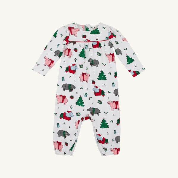 Long Sleeve Penny's Playsuit - I Want a Hippopotamus with Richmond Red