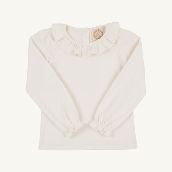 Long Sleeve Ramona Ruffle Top - Palmetto Pearl