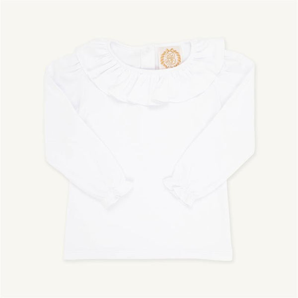Long Sleeve Ramona Ruffle Collar Shirt & Onesie - Worth Avenue White