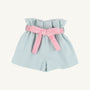 Maddie Bea Bag Shorts - Old Greenwich Green Herringbone with Sandpearl Pink