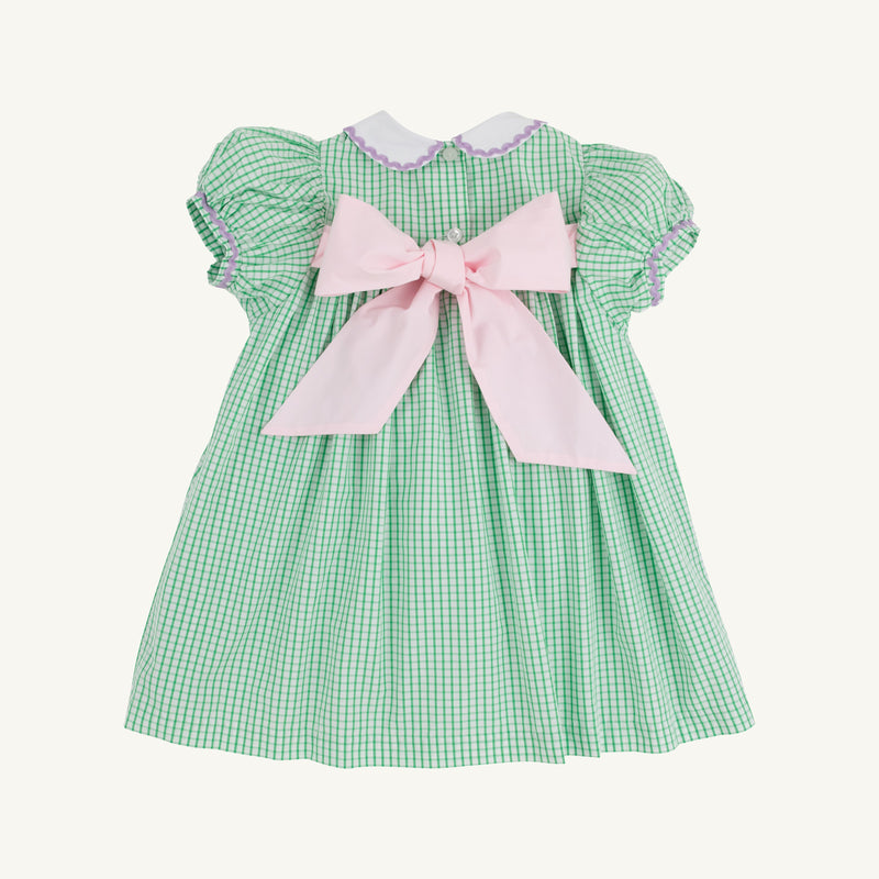 Mary Dal Dress - Kiawah Kelly Green Windowpane with Palm Beach Pink Bow & Lauderdale Lavender Ric Rac