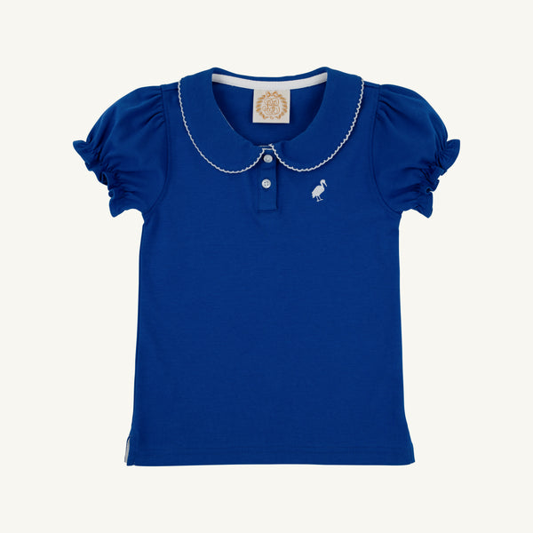 Maude's Peter Pan Collar Polo Puff Sleeve - Rockefeller Royal with Worth Avenue White