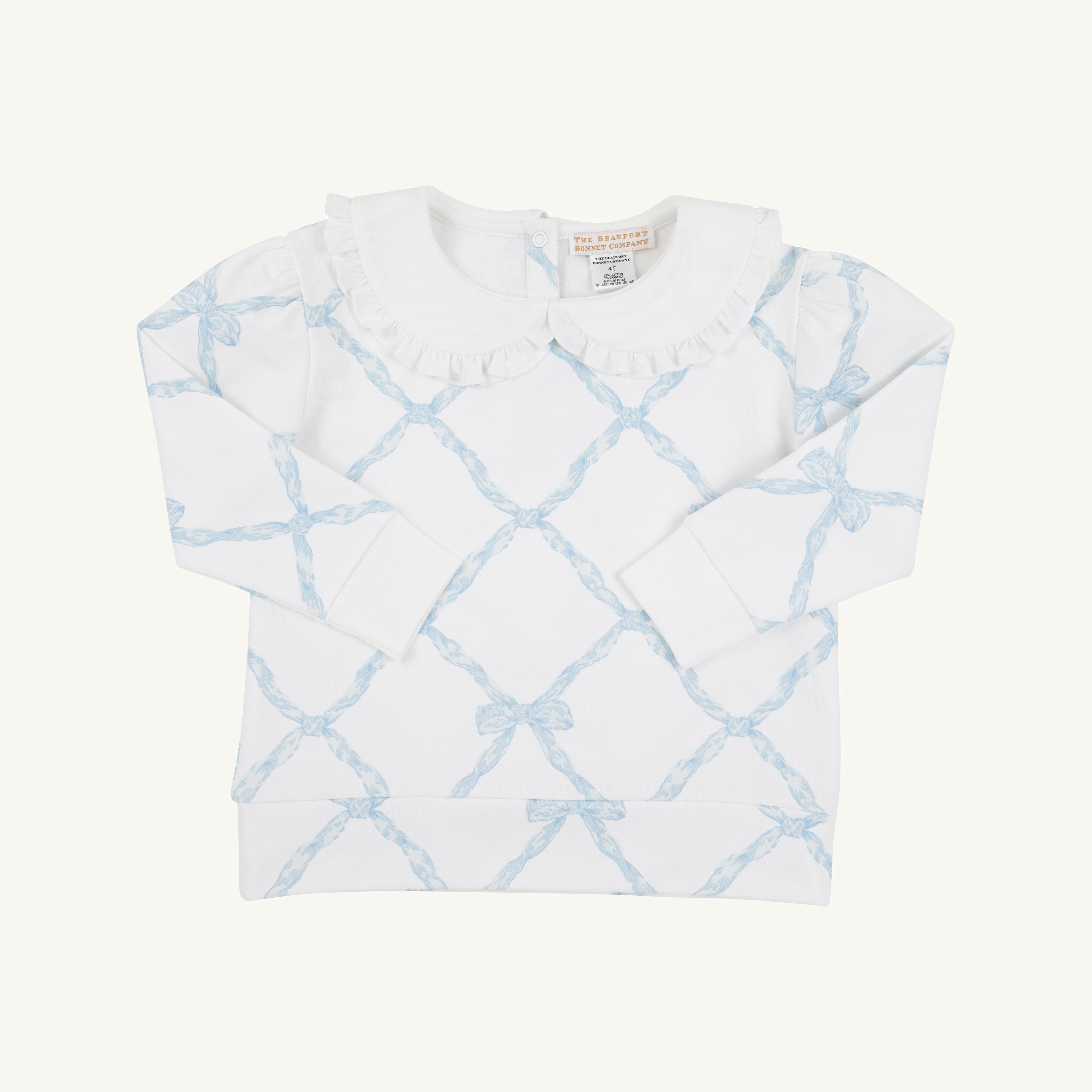 Maude's Ruffle Cassidy Comfy Crewneck - Buckhead Blue Belle Meade Bow