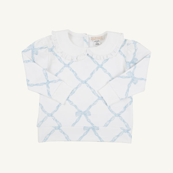 Maude's Ruffle Cassidy Comfy Crewneck - Buckhead Blue Belle Meade Bow