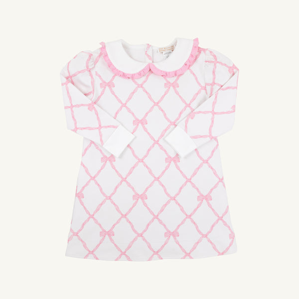 Maude's Ruffle Cassidy Crewneck Dress - Belle Meade Bow with Pier Party Pink