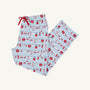 Introducing the Men’s Sunday Style Sweatpants - Santa’s Laundry Line by The Beaufort Bonnet Company: These light blue pajama pants feature a festive print of clothes hanging on clotheslines—including socks, shirts, and mittens in cheerful red and white hues—accented with a red drawstring. Perfect Christmas loungewear or relaxed holiday sweatpants for men.
