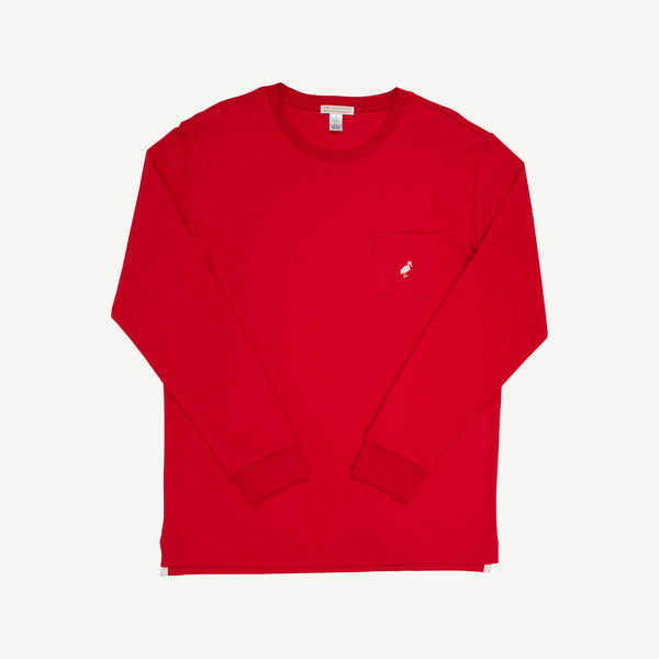 Long Sleeve Carter Crewneck (Men) - Richmond Red with Worth Avenue White Stork