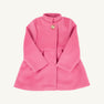 The Beaufort Bonnet Company Penelope Peacoat in Hamptons Hot Pink with Richmond Red, a long-sleeve girls’ coat featuring a single gold button at the collar, displayed on a plain white background.