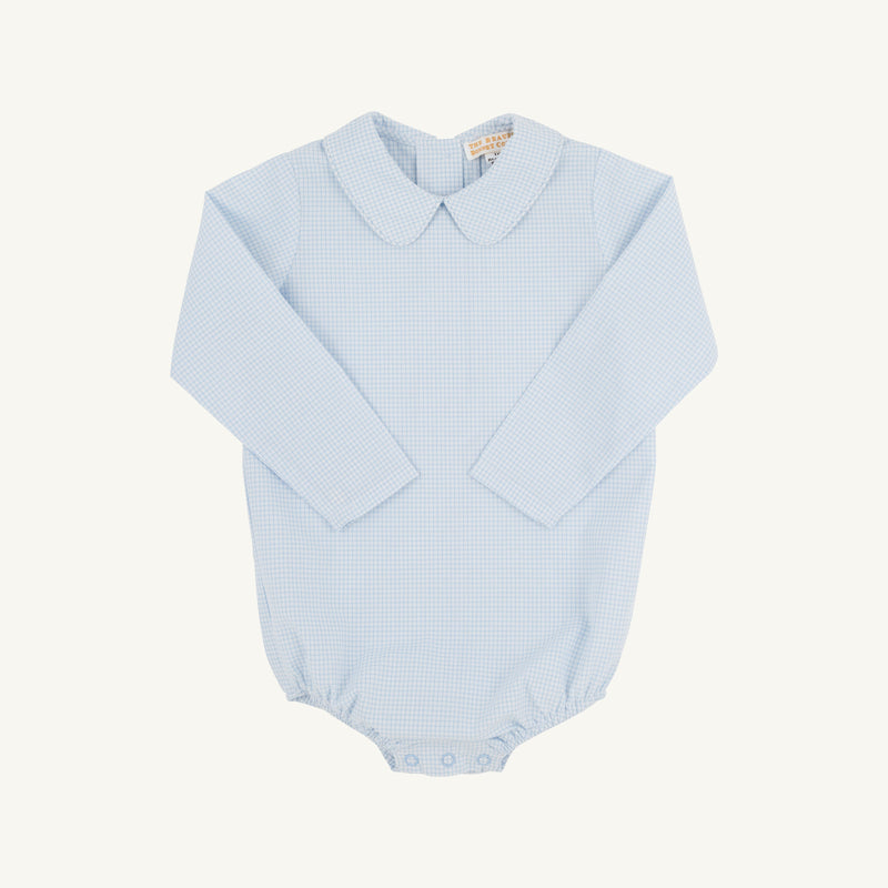 Peter Pan Collar Shirt & Onesie (Long Sleeve Woven) - Barrington Blue Mini Windowpane